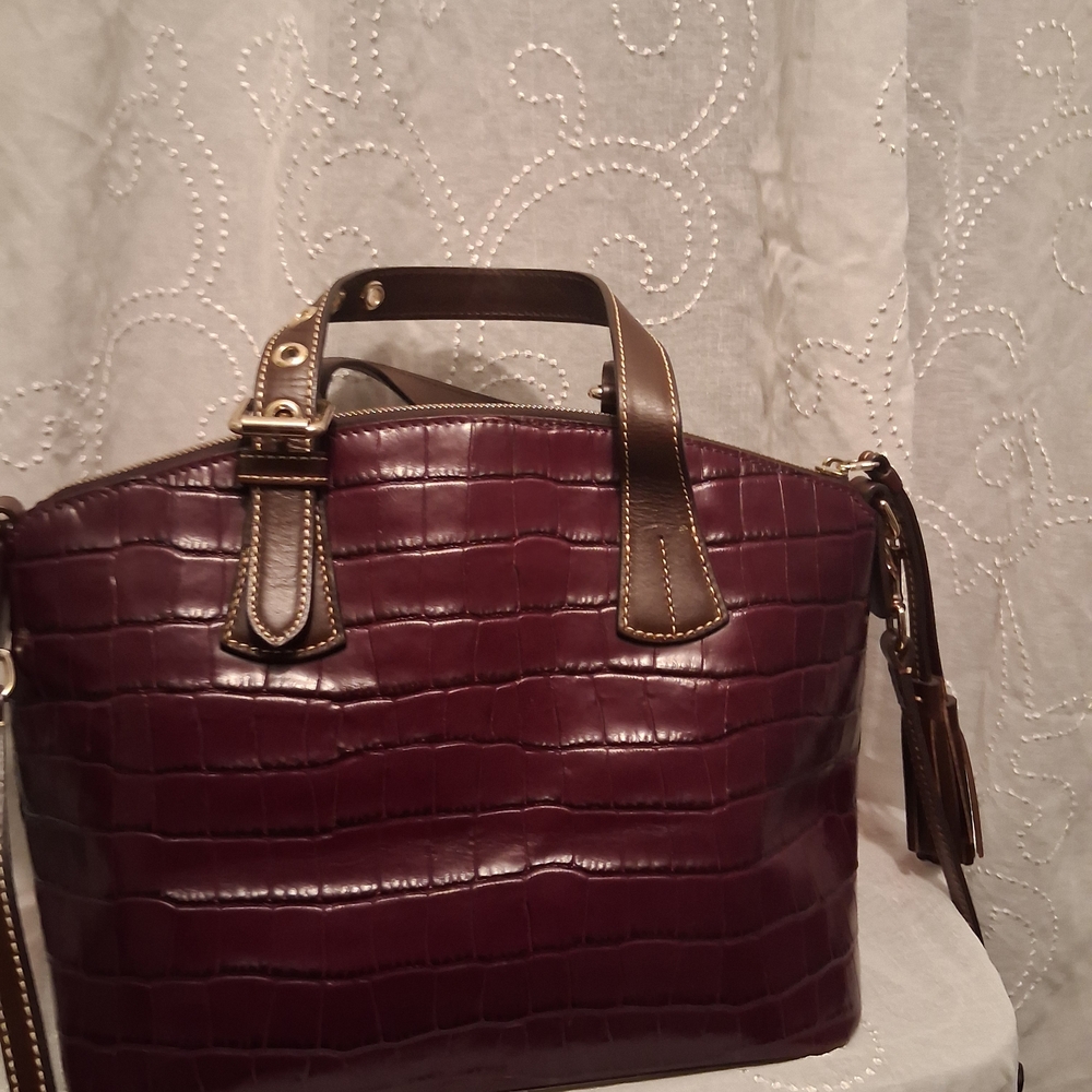 Dooney & Bourke Dark Brown Crocodile-Embossed Shoulder Bag - Picture 3 of 7